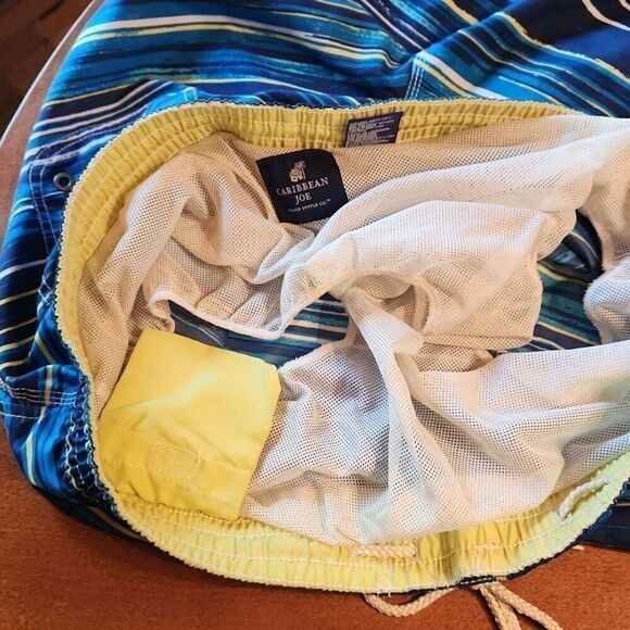 CARIBBEAN JOE Swim Trunks Shorts, Beachwear Drawstring, XXL, Blue & White - Picture 12 of 12